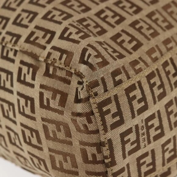FENDI Zucchino Canvas Tote Bag Beige Silver Auth 143354 - Picture 10 of 15